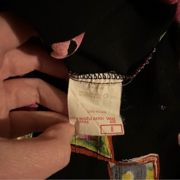 Vintage Chocolates 8 Retro Geometric Black Bright Print Button-Down Blouse - Picture 12 of 12